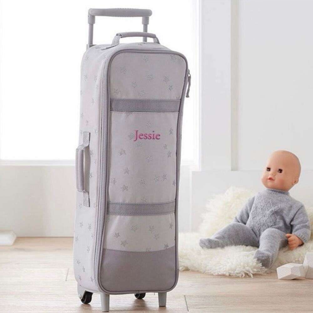 Pottery Barn doll rolling carrier excellent, clean condition